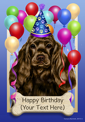 Cocker Spaniel Chocolate Happy Birthday Flag by Tamara Burnett ...