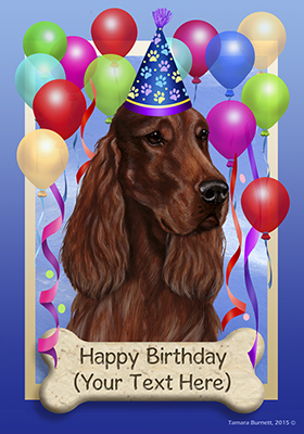 Irish Setter Happy Birthday Flag by Tamara Burnett - Furrypartners