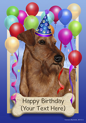 Irish Terrier Happy Birthday Flag by Tamara Burnett - Furrypartners