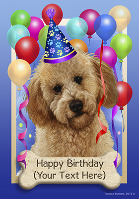 Labradoodle Red Happy Birthday Flag by Tamara Burnett - Furrypartners