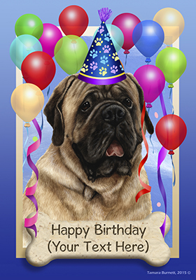 Mastiff Fawn Happy Birthday Flag by Tamara Burnett - Furrypartners