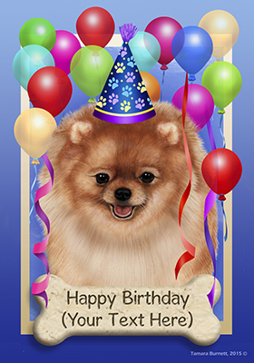 Pomeranian Orange Happy Birthday Flag By Tamara Burnett - Furrypartners