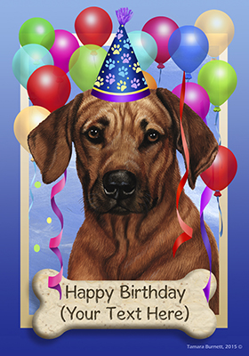 Rhodesian Ridgeback Happy Birthday Flag by Tamara Burnett - Furrypartners