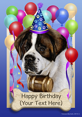 Saint Bernard Happy Birthday Flag by Tamara Burnett - Furrypartners