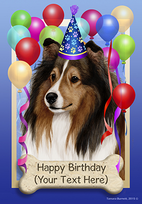 Sheltie Sable Happy Birthday Flag by Tamara Burnett - Furrypartners