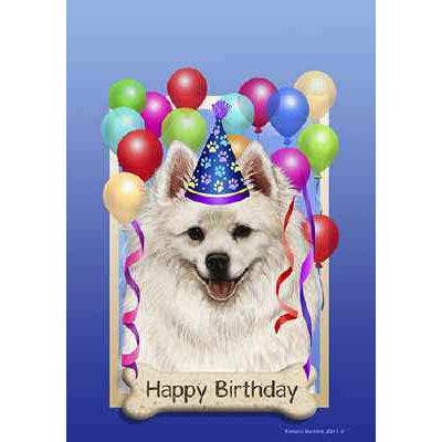 American Eskimo Dog Happy Birthday Flag by Tamara Burnett - Furrypartners