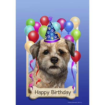 Border Terrier Happy Birthday Flag by 