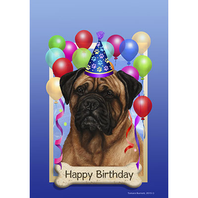 Bullmastiff Happy Birthday Flag by Tamara Burnett - Furrypartners