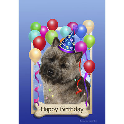 Cairn Terrier Brindle Happy Birthday Flag by Tamara Burnett - Furrypartners