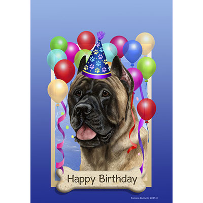 Cane Corso Fawn Happy Birthday Flag by Tamara Burnett - Furrypartners