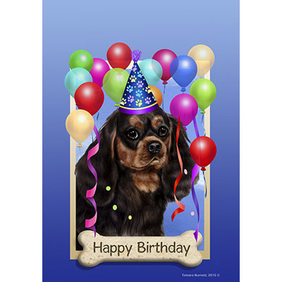 Cavalier King Charles Spaniel Black & Tan Happy Birthday Flag by Tamara ...