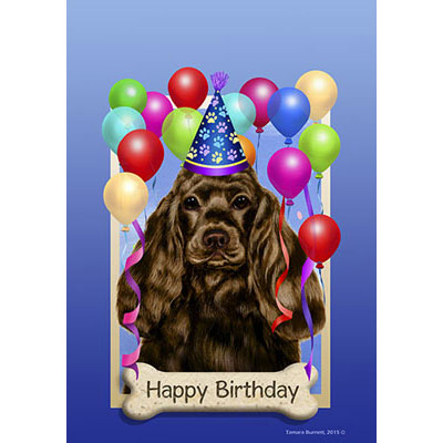 Cocker Spaniel Chocolate Happy Birthday Flag by Tamara Burnett ...