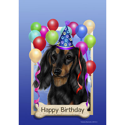 Dachshund Black & Tan Longhair Happy Birthday Flag by Tamara Burnett ...