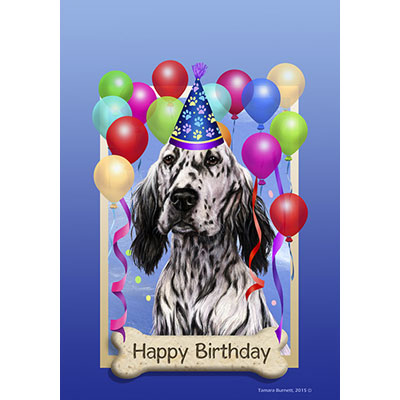 English Setter Black & White Happy Birthday Flag by Tamara Burnett ...