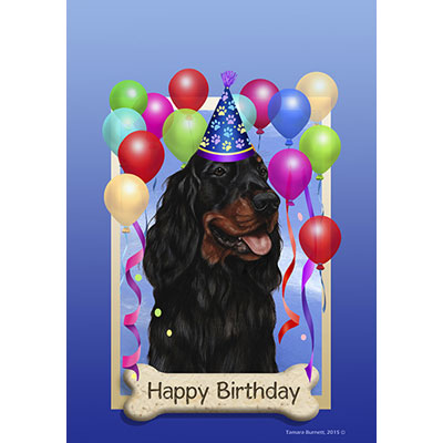 Gordon Setter Happy Birthday Flag by Tamara Burnett - Furrypartners