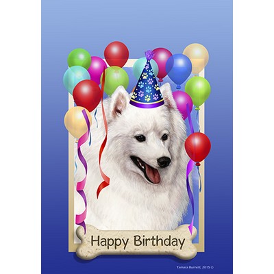 Japanese Spitz Happy Birthday Flag by Tamara Burnett - Furrypartners