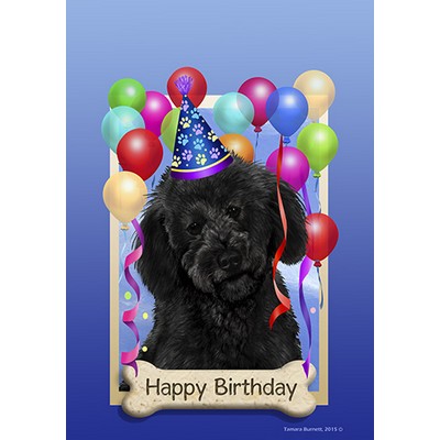 Labradoodle Black Happy Birthday Flag by Tamara Burnett - Furrypartners