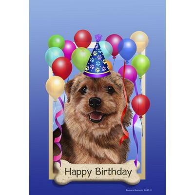 Norwich Terrier Happy Birthday Flag by Tamara Burnett - Furrypartners