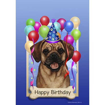 Puggle Happy Birthday Flag by Tamara Burnett - Furrypartners