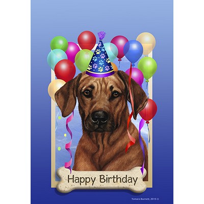 Rhodesian Ridgeback Happy Birthday Flag by Tamara Burnett - Furrypartners