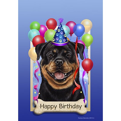 Rottweiler Happy Birthday Flag by Tamara Burnett - Furrypartners