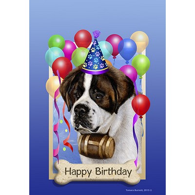 Saint Bernard Happy Birthday Flag by Tamara Burnett - Furrypartners